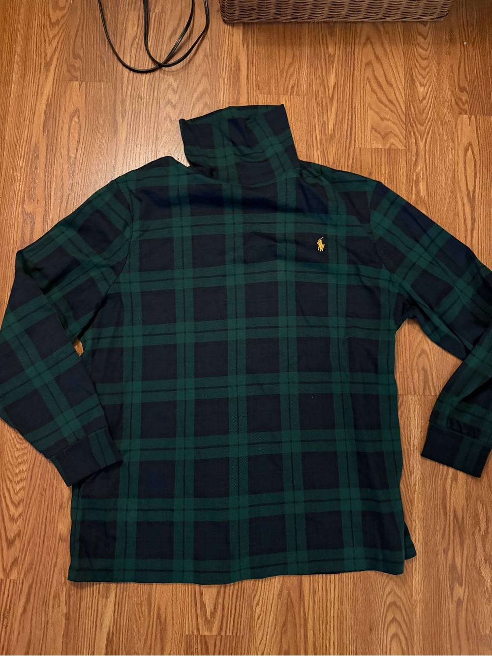 Ralph Lauren Navy and Green Plaid Turtleneck Sweater